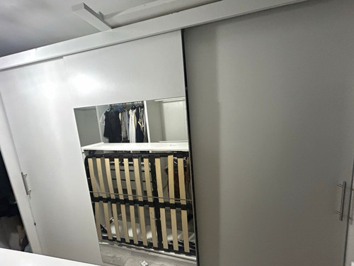 White freestanding wardrobe - white, wardrobe,