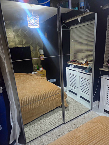 White mirrored sliding door - white,