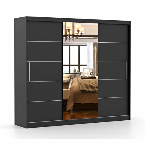 Black door sliding mirrored - black,