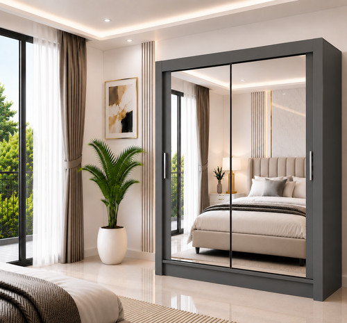 Mirrored sliding door wardrobe - mirrored,