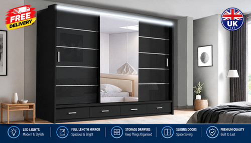 Black mirrored sliding - mirrored,