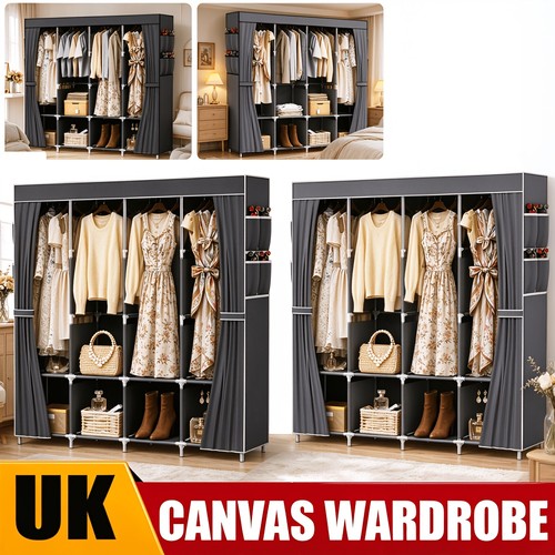 Large fabric canvas wardrobe - fabric,